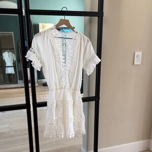 Peixoto White cotton Bathing Suit Over Up Dress